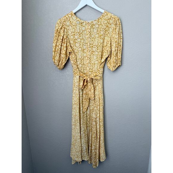 Faithful the Brand Yellow Delia Snake Print Midi Dress Size 6 Anthropologie - Picture 9 of 14